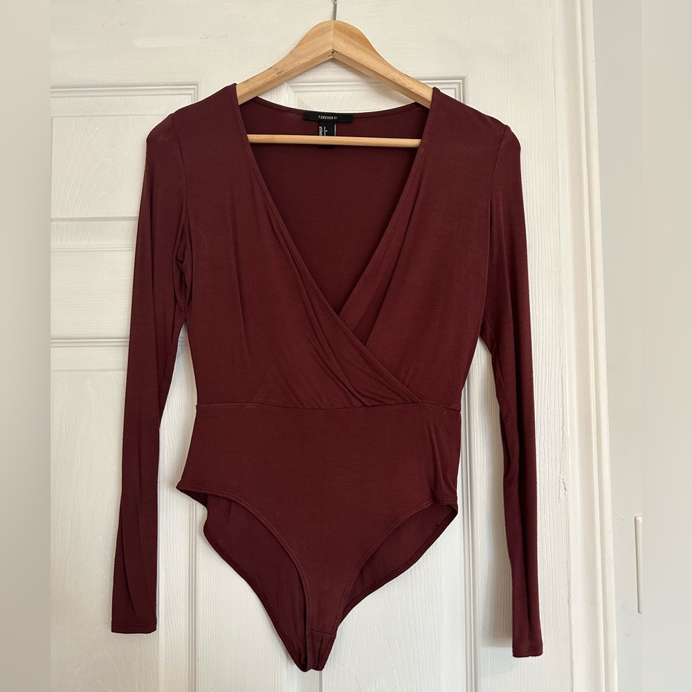 V-neck, long sleeve Forever 21 leotard